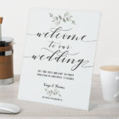 Swash Font Kalligrafie Welkom op onze bruiloft Reclamebord Met Voetstuk (Insitu)