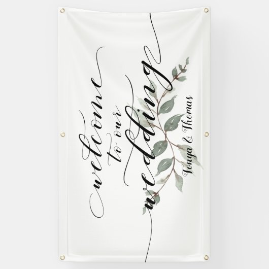 Swash Font Kalligrafie Welkom op onze bruiloft Spandoek (Verticaal)
