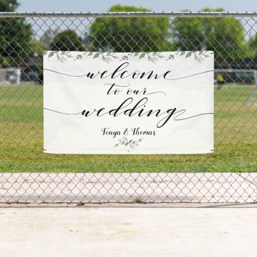 Swash Font Schrijven Kalligrafie Greenery Wedding Spandoek (Insitu)