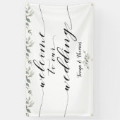 Swash Font Schrijven Kalligrafie Greenery Wedding Spandoek (Verticaal)