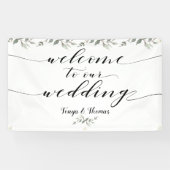 Swash Font Schrijven Kalligrafie Greenery Wedding Spandoek (Horizontaal)