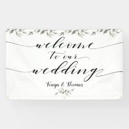 Swash Font Schrijven Kalligrafie Greenery Wedding Spandoek