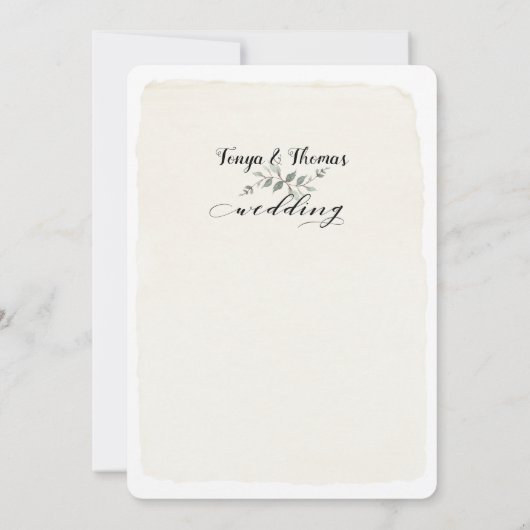 Swash Font Writing Calligraphy Rustic Wedding Kaart (Achterkant)