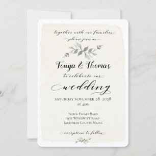 Swash Font Writing Calligraphy Rustic Wedding Kaart