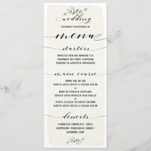Swash Font Writing Calligraphy Rustic Wedding Menu