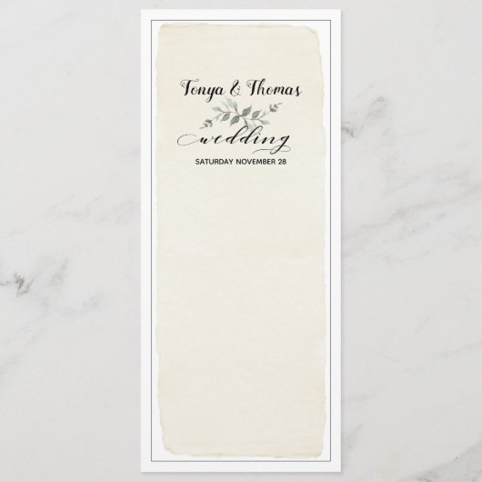 Swash Font Writing Calligraphy Rustic Wedding Menu (Achterkant)