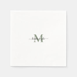 Swash Napkins, stijlvol en eenvoudig Sage Monogram Servet