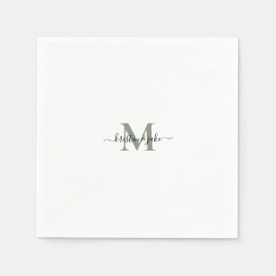 Swash Napkins, stijlvol en eenvoudig Sage Monogram Servet