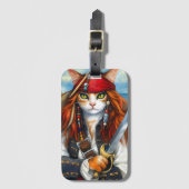 Swashbuckler Pirate Cat | Fantasy Character Art Bagagelabel (Voorkant (verticaal))