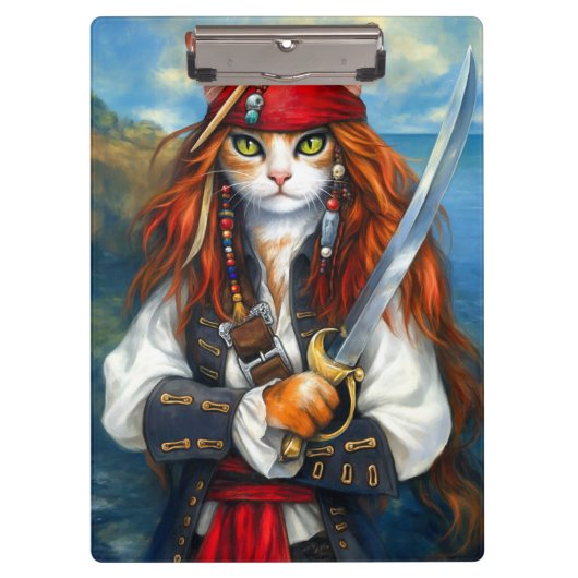Swashbuckler Pirate Cat | Fantasy Character Art Klembord (Voorkant)