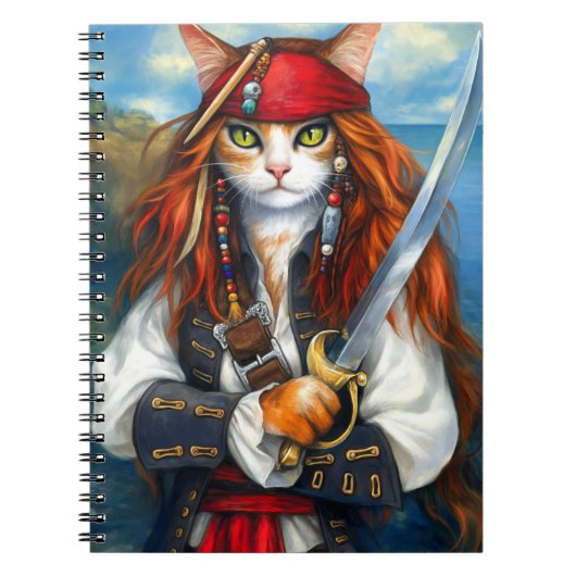 Swashbuckler Pirate Cat | Fantasy Character Art Notitieboek (Voorkant)