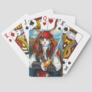 Swashbuckler Pirate Cat   Fantasy Character Art Pokerkaarten