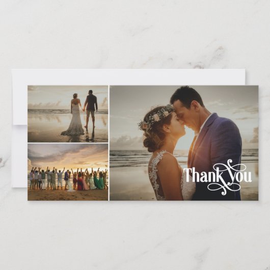 Swashy Retro Font 3 trouwfoto's Dank u Bedankkaart (Voorkant)