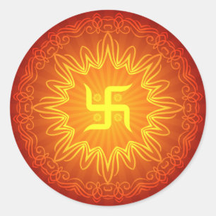 Swastika Decoratief Ontwerp Ronde Sticker