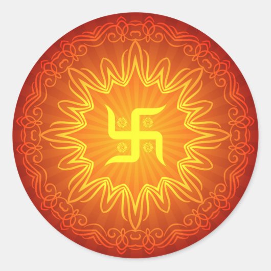 Swastika Decoratief Ontwerp Ronde Sticker (Voorkant)