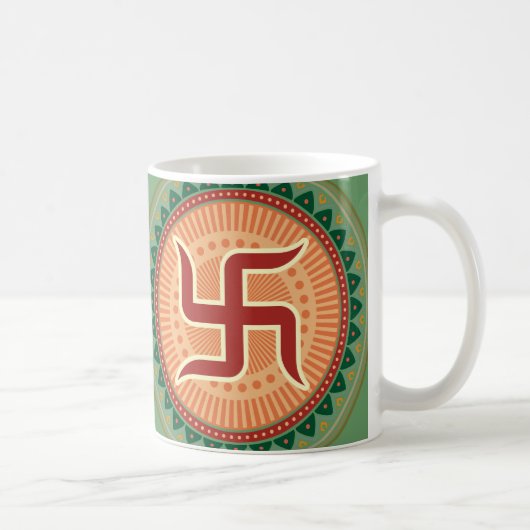Swastika met de traditionele Indiase stijl Mandana Koffiemok (Rechts)