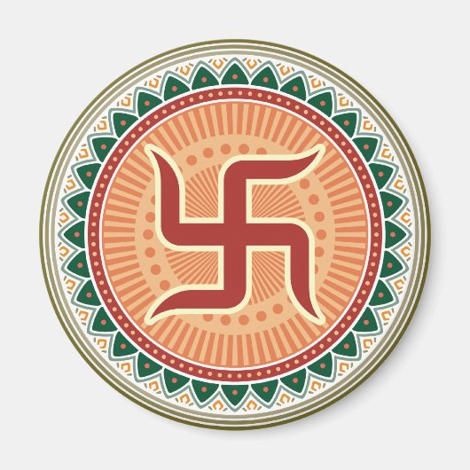 Swastika met de traditionele Indiase stijl Mandana Magneet (Voorkant)