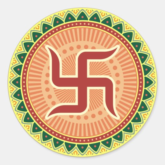 Swastika met de traditionele Indiase stijl Mandana Ronde Sticker (Voorkant)
