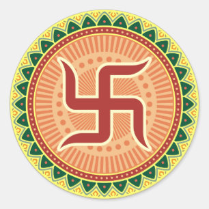 Swastika met de traditionele Indiase stijl Mandana Ronde Sticker