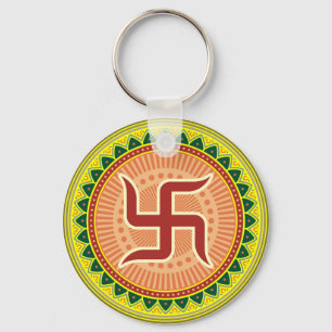 Swastika met de traditionele Indiase stijl Mandana Sleutelhanger