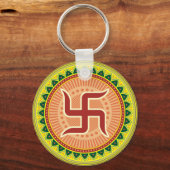 Swastika met de traditionele Indiase stijl Mandana Sleutelhanger (Voorkant)