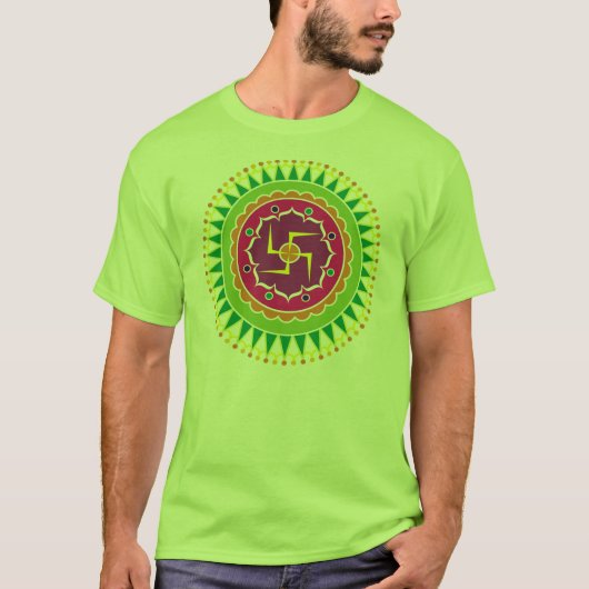 Swastika met de traditionele Indiase stijl Mandana T-shirt (Voorkant)