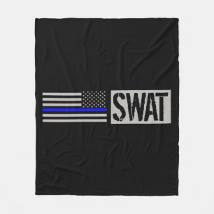 SWAT - dunne blauwe lijnvlag Fleece Deken
