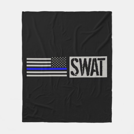 SWAT - dunne blauwe lijnvlag Fleece Deken (Voorkant)
