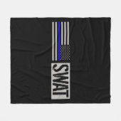 SWAT - dunne blauwe lijnvlag Fleece Deken (Voorkant (Horizontaal))