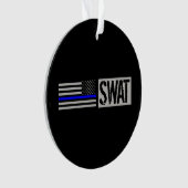 SWAT - dunne blauwe lijnvlag Ornament (voorkant)