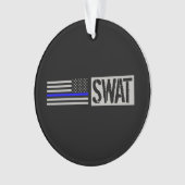 SWAT - dunne blauwe lijnvlag Ornament (voorkant)