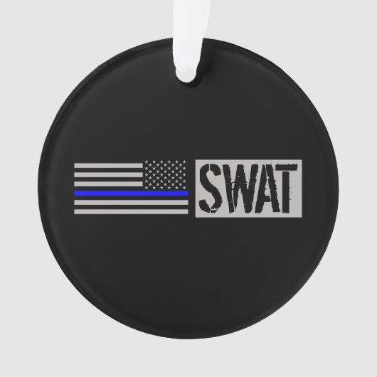 SWAT - dunne blauwe lijnvlag Ornament (voorkant)