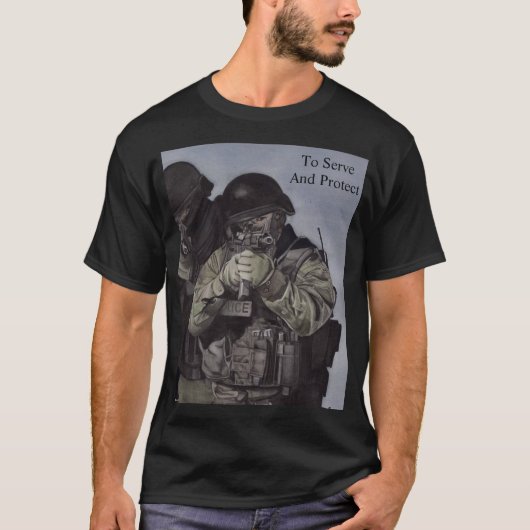 SWAT-politie om Mannen T-shirt te dienen en te bes (Voorkant)