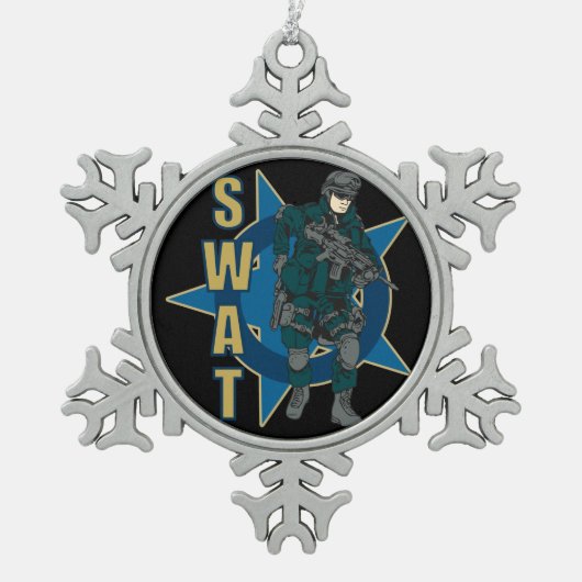SWAT-politieagent Tin Sneeuwvlok Ornament (Voorkant)