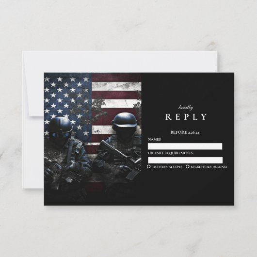 SWAT Team American Flag Graduation RSVP Kaartje (Voorkant)