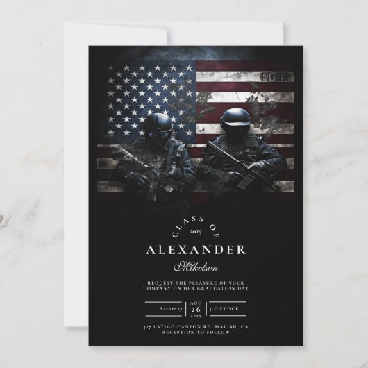 SWAT Team Amerikaanse Vlag Afstuderen Kaart (Voorkant)