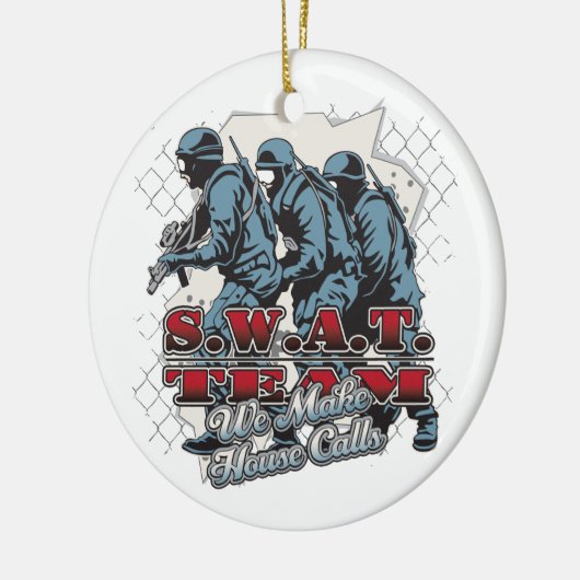 SWAT Team House Keramisch Ornament (Links)