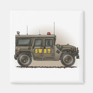 SWAT Team Hummer Square Magnet