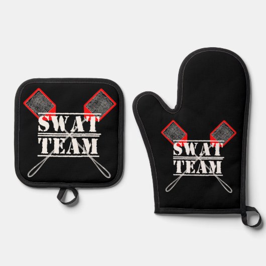 SWAT Team Oven Mitt en Pothouders Ovenwant & Pannenlap Set (Voorkant)