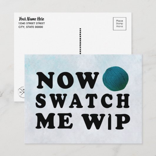 Swatch Me WIP Gehaakte Blauwgroen garenambachten Briefkaart (Voorkant / Achterkant)