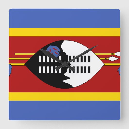 Swaziland Flag Vierkante Klok (Voorkant)