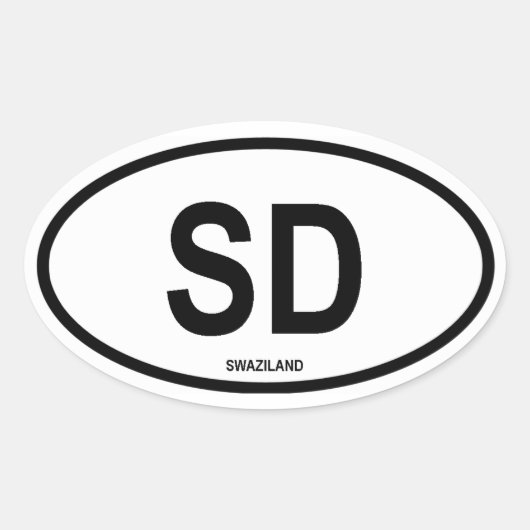 Swaziland "SD" Ovale Sticker (Voorkant)
