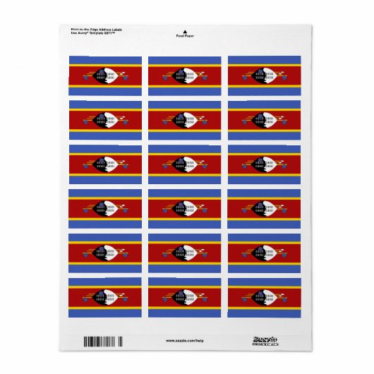 Swaziland-vlag Etiket (Full Sheet)