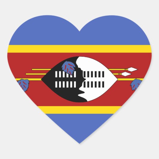 Swaziland Vlag Hart Sticker (Voorkant)