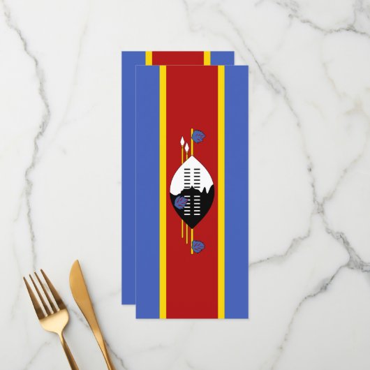 Swaziland-vlag Menu (Voorkant / Achterkant in situ)