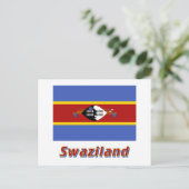 Swaziland Vlag met naam Briefkaart (Staand voorkant)