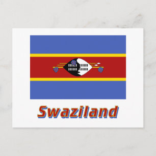 Swaziland Vlag met naam Briefkaart