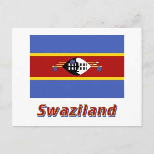 Swaziland Vlag met naam Briefkaart (Voorkant)