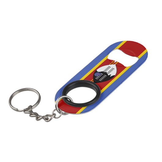 Swaziland-vlag Mini Flessenopener (Voorkant Gekanteld)