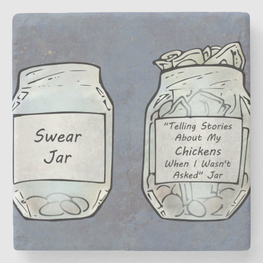 Swear Jar en Chicken Jar Stenen Onderzetter (Voorkant)